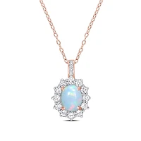 Julianna B Sterling Silver Diamond, Blue Ethiopian Opal & White Topaz Necklace
