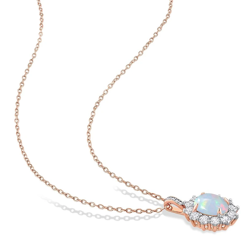 Julianna B Sterling Silver Diamond, Blue Ethiopian Opal & White Topaz Necklace