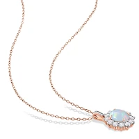 Julianna B Sterling Silver Diamond, Blue Ethiopian Opal & White Topaz Necklace