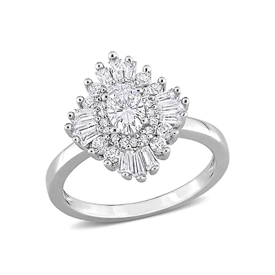 Julianna B Sterling Silver Created White Sapphire Ring