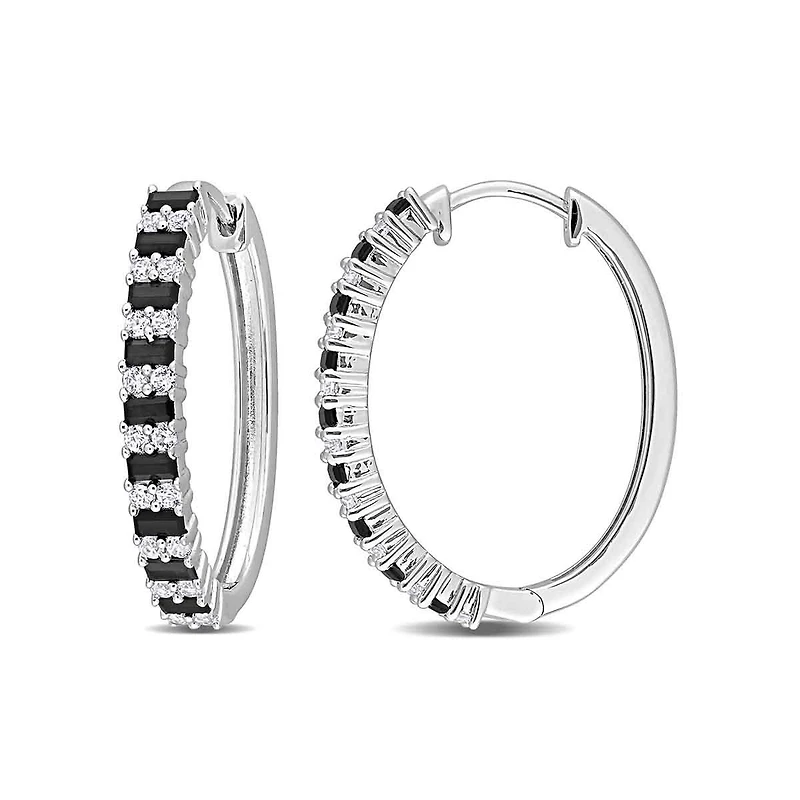 Julianna B Sterling Silver Black Spinel & Created White Sapphire Earrings