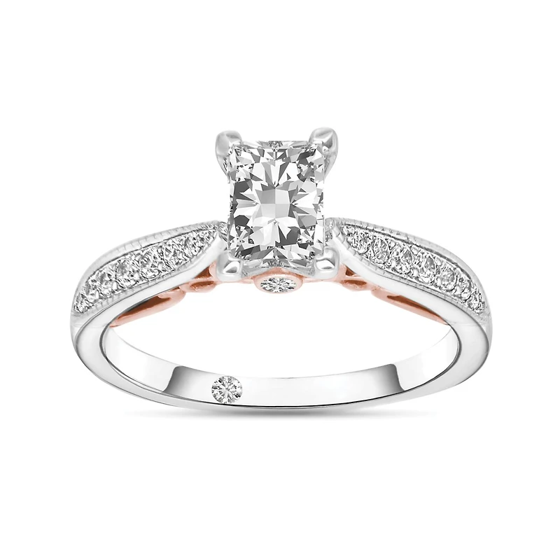 Charmed By Richard Calder 14K White & Rose Gold 0.89CTW Radiant Cut Diamond Ring
