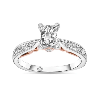 Charmed By Richard Calder 14K White & Rose Gold 0.89CTW Radiant Cut Diamond Ring
