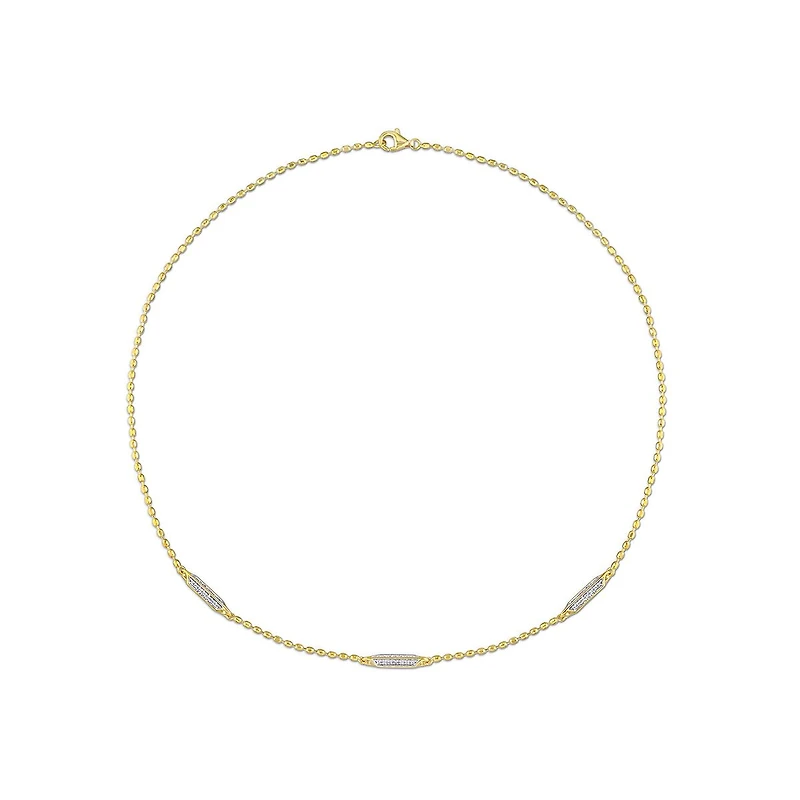 Julianna B Yellow Plated Sterling Silver Created White Sapphire Necklace