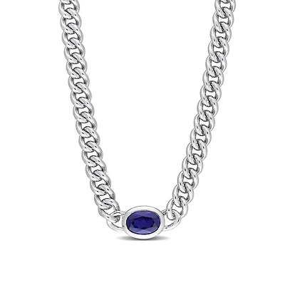 Julianna B Sterling Silver Created Blue Sapphire Necklace