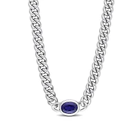 Julianna B Sterling Silver Created Blue Sapphire Necklace
