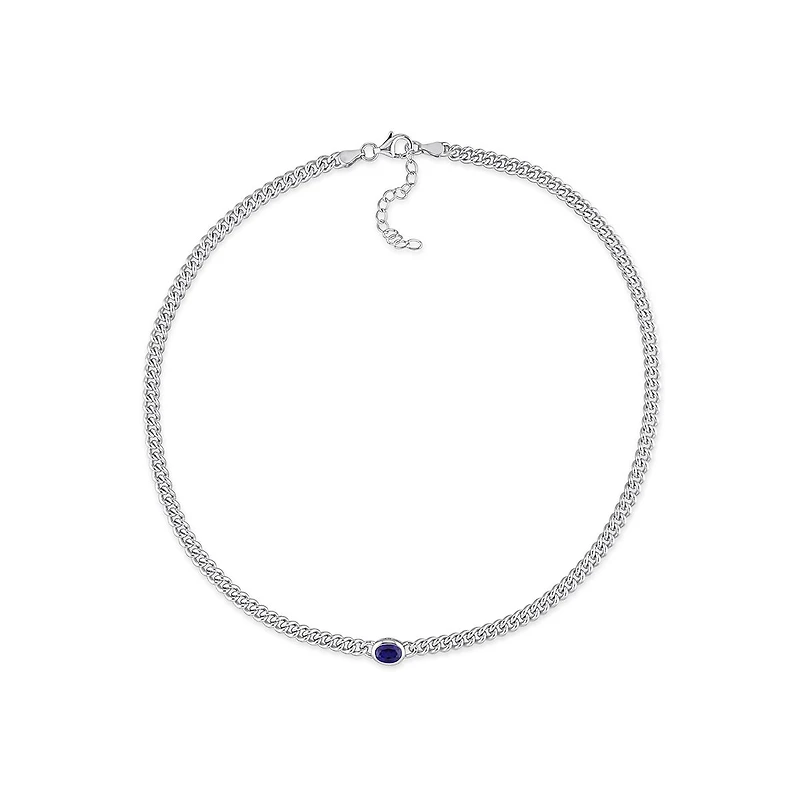 Julianna B Sterling Silver Created Blue Sapphire Necklace