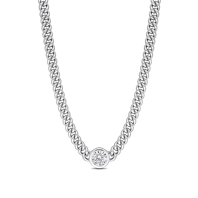 Julianna B Sterling Silver Created White Sapphire Necklace