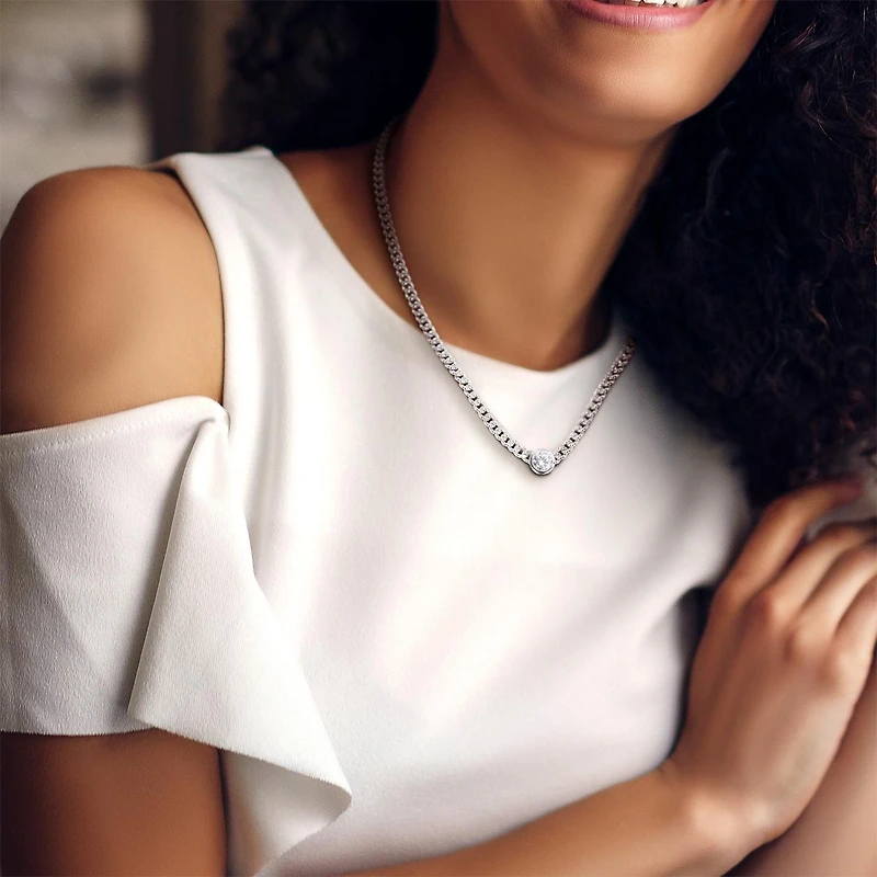 Julianna B Sterling Silver Created White Sapphire Necklace