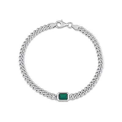 Julianna B Sterling Silver Created Emerald Bracelet