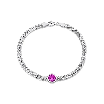 Julianna B Sterling Silver Created Pink Sapphire Bracelet