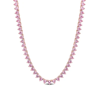 Julianna B Rose Plated Sterling Silver Lab Grown Pink Sapphire Necklace