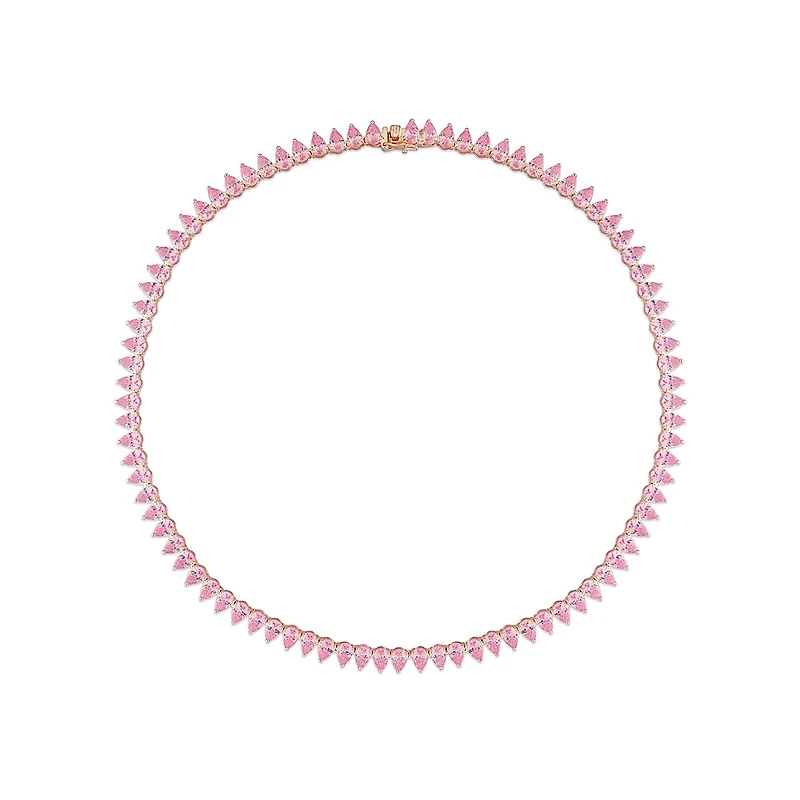 Julianna B Created Pink Sapphire Rose Plated Sterling Silver 18" Tennis Necklace