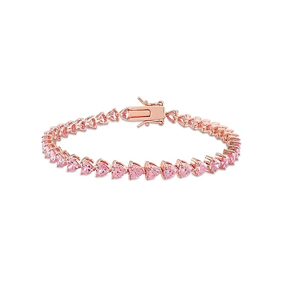 Julianna B Rose Plated Sterling Silver Created Pink Sapphire Tennis Bracelet