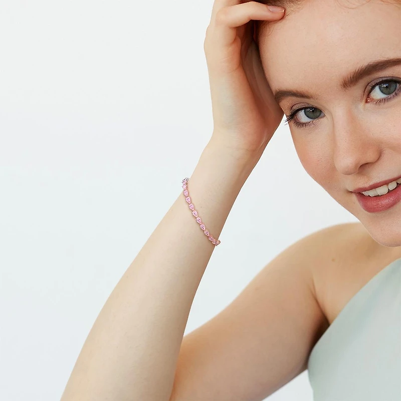 Julianna B Rose Plated Sterling Silver Created Pink Sapphire Tennis Bracelet