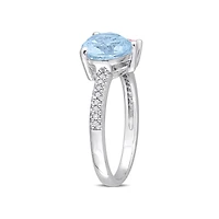 Julianna B Sterling Silver 0.10CT Diamond, Blue Topaz & Morganite Ring