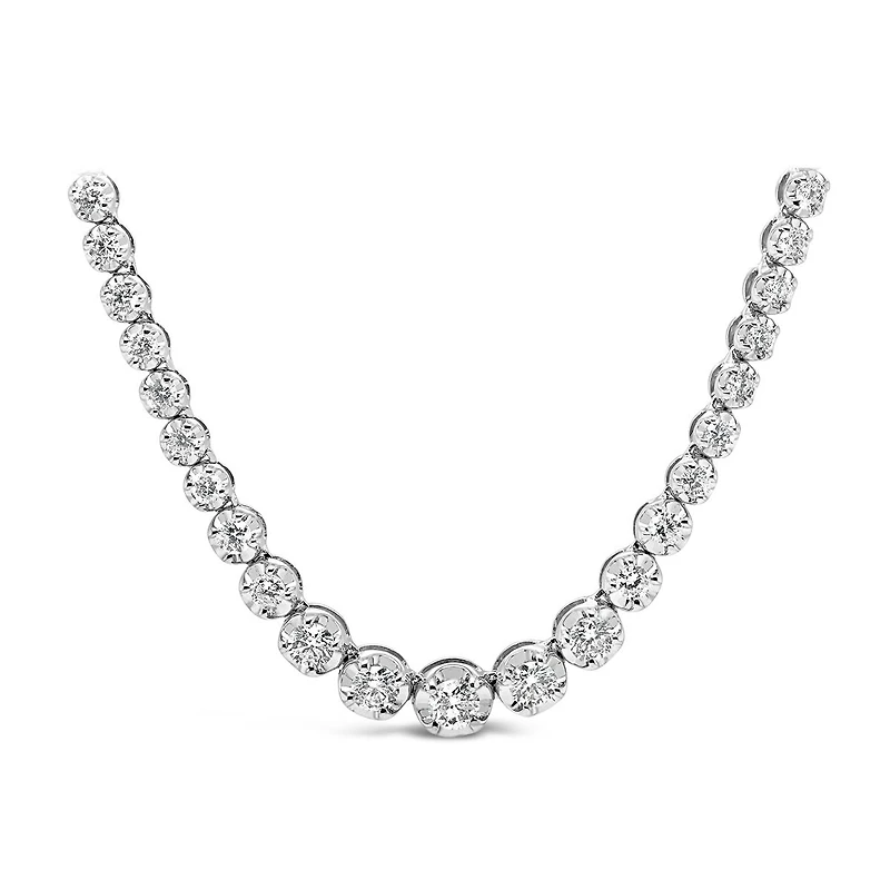 10K White Gold 5.00CTW Diamond Tennis Necklace