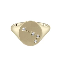 Zodiac 10K Yellow Gold Diamond Aries Signet Ring