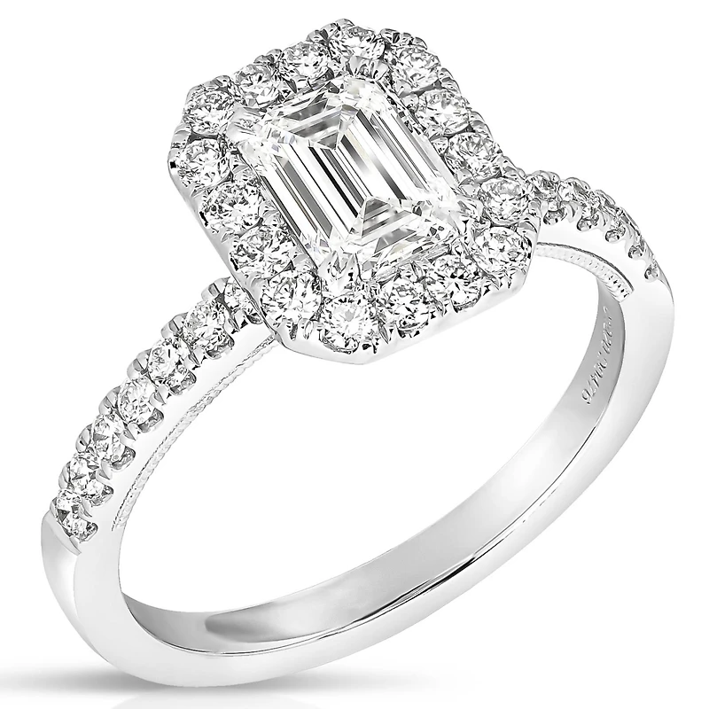 New Brilliance Lab Grown 1.60CTW Emerald Cut Diamond Ring in 14K White Gold