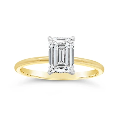 New Brilliance Lab Grown 1.57CTW Emerald Cut Diamond Ring in 14K Yellow Gold
