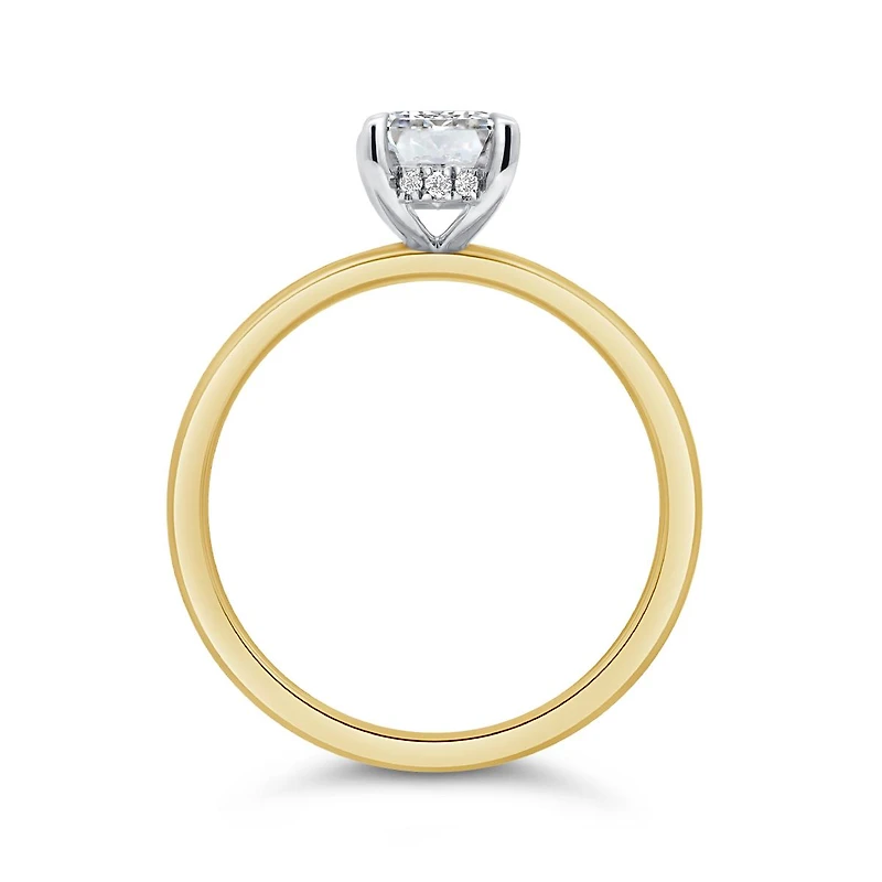 New Brilliance Lab Grown 1.57CTW Emerald Cut Diamond Ring in 14K Yellow Gold