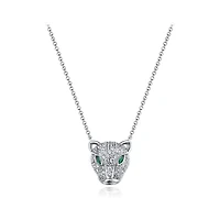 Sterling Silver 19" Cubic Zirconia Panther Pendant