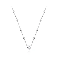 Sterling Silver 19" Cubic Zirconia Heart Adjustable Necklace