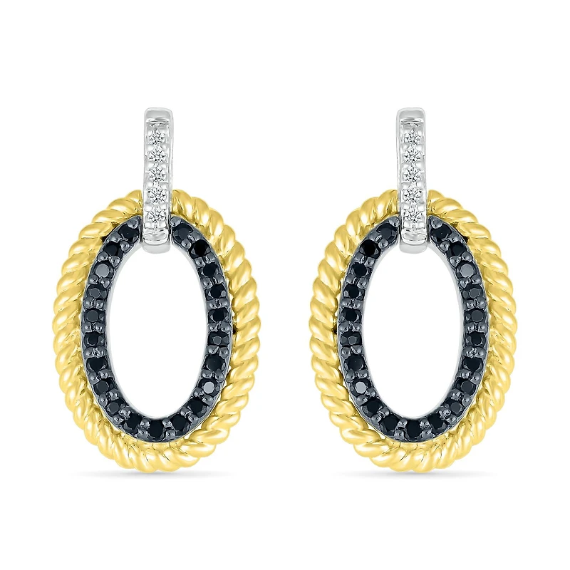 Sterling Silver 0.23CTW Black Diamond Dangle Earrings