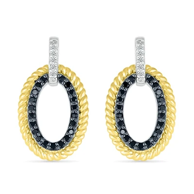 Sterling Silver 0.23CTW Black Diamond Dangle Earrings