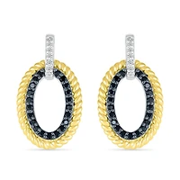 Sterling Silver 0.23CTW Black Diamond Dangle Earrings