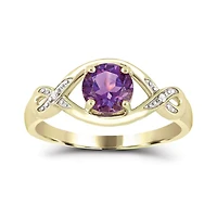 10K Yellow Gold Amethyst & Diamond Ring