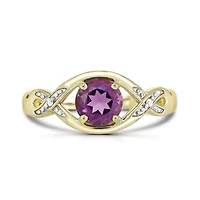 10K Yellow Gold Amethyst & Diamond Ring