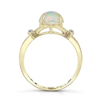 10K Yellow Gold Opal & Diamond Ring