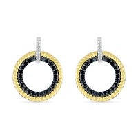 Sterling Silver & 10K Yellow Gold 0.23CTW Black Diamond Circle Earrings