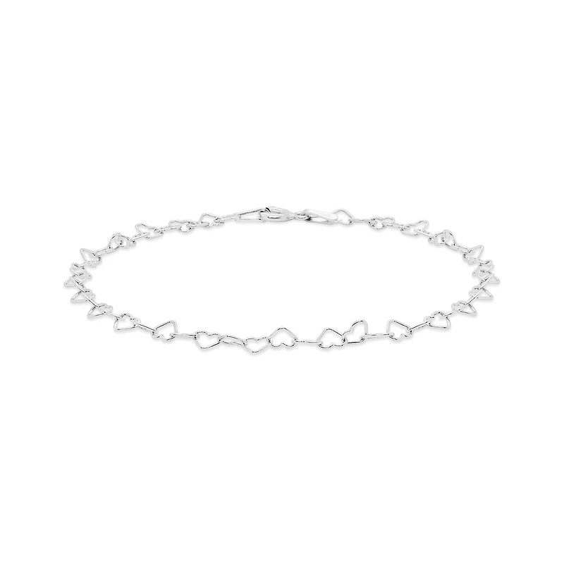 Sterling Silver 7" - 8" Adjustable Heart Link Bracelet