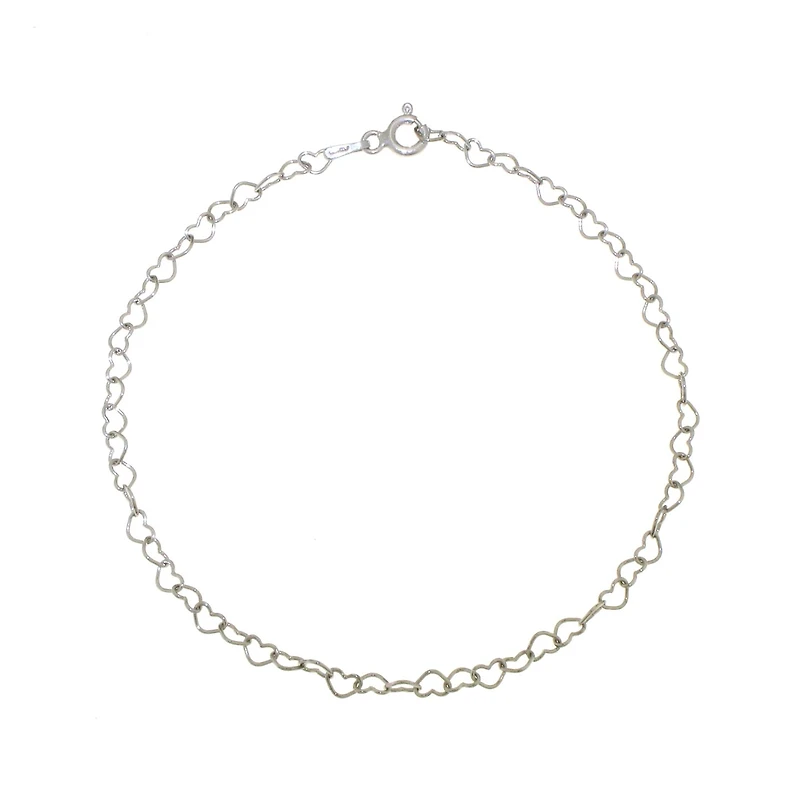 Sterling Silver 7" - 8" Adjustable Heart Link Bracelet