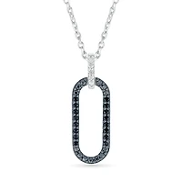 Sterling Silver Black Diamond Paperclip Pendant