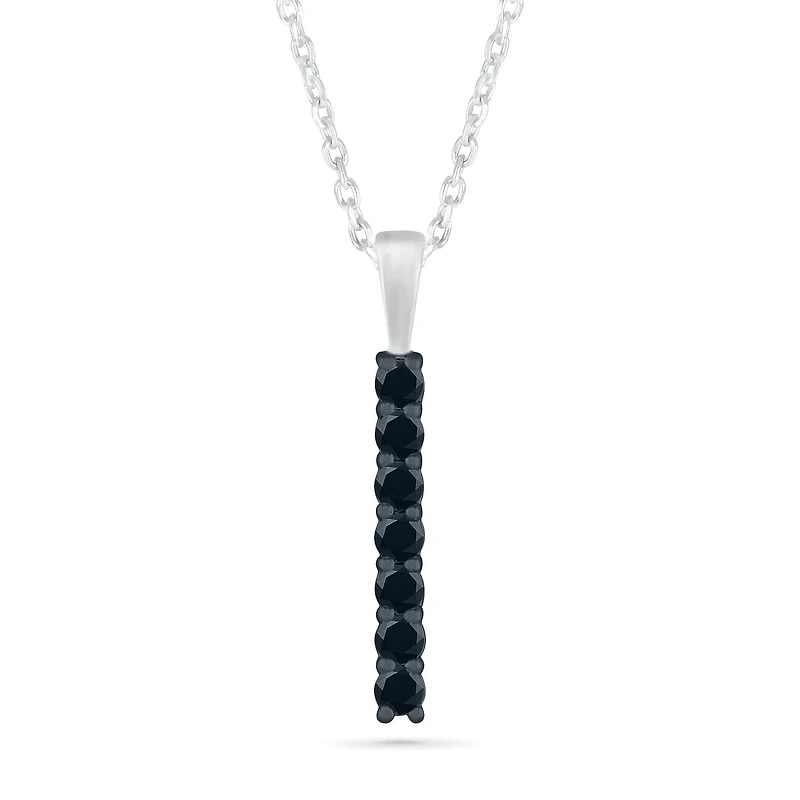 Sterling Silver 0.23CTW Black Diamond Line Pendant
