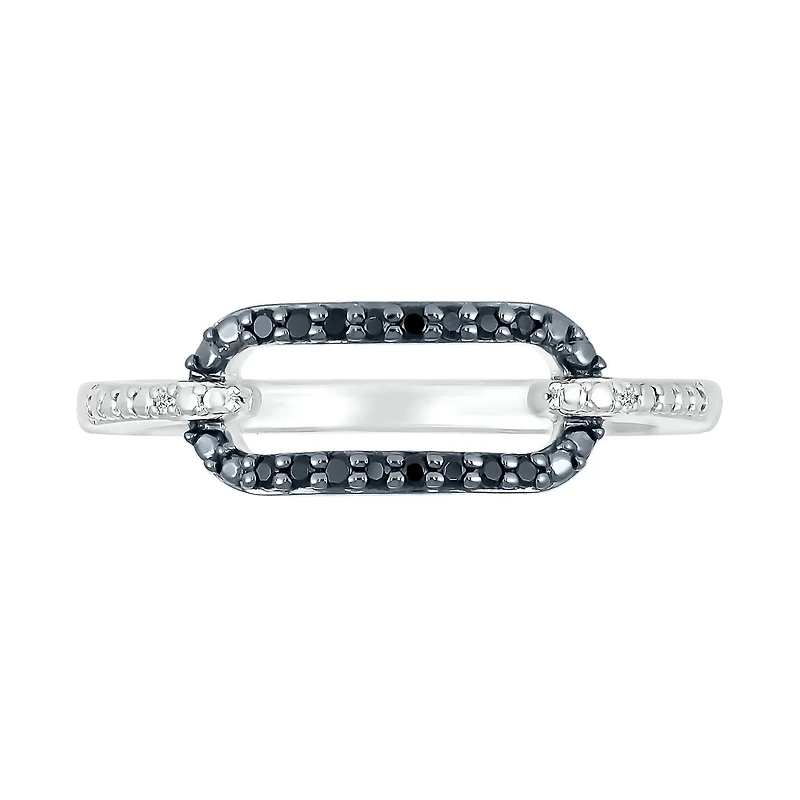 Sterling Silver & Black Diamond Link Ring