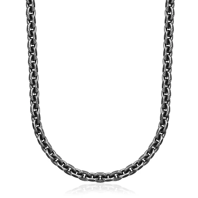 SteelX Stainless Steel 2.3mm 24" Oval Link Chain with Antique Black Finish