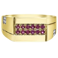 10K Yellow Gold Ruby & Diamond Men's Ring