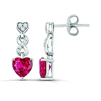 Sterling Silver Created Ruby & Created White Sapphire Infinity Heart Earrings