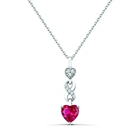 Sterling Silver Created Ruby & Created White Sapphire Infinity Heart Pendant