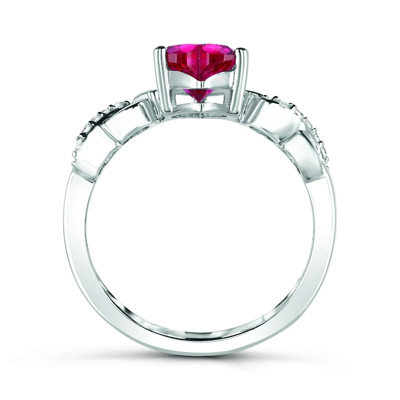 Sterling Silver Created Ruby & Created White Sapphire Infinity Heart Ring