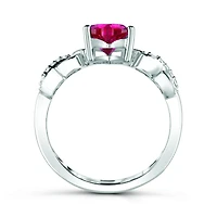 Sterling Silver Created Ruby & Created White Sapphire Infinity Heart Ring