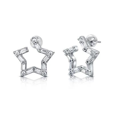 Sterling Silver Cubic Zirconia Star Earrings