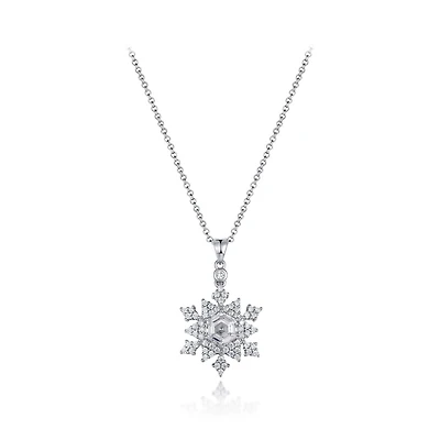 Sterling Silver Cubic Zirconia Snowflake Pendant With 19" Chain