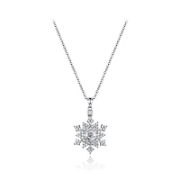 Sterling Silver Cubic Zirconia Snowflake Pendant With 19" Chain