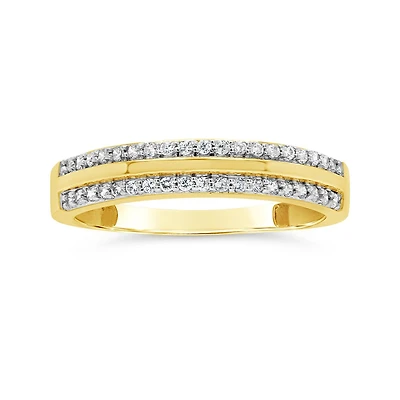 10K Yellow Gold 0.23CTW Diamond Double Row Stackable Ring