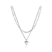 Sterling Silver 16"-18" Adjustable Layered Heart Necklace
